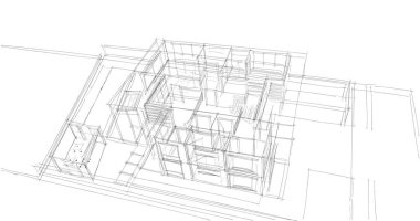 Mimari sanat konseptinde soyut çizgiler, minimum geometrik şekiller. 