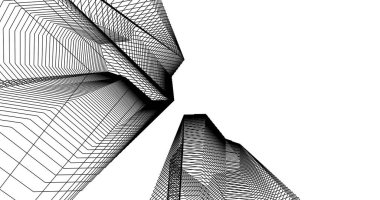 Mimari sanat konseptinde soyut çizgiler, minimum geometrik şekiller. 