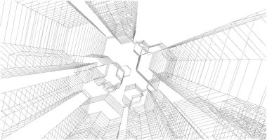 Arkaplanda mimari bina 3d illüstrasyon