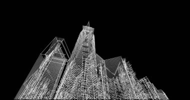 Mimari sanat konseptinde soyut çizgiler, minimum geometrik şekiller. 