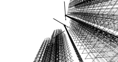 Mimari sanat konseptinde soyut çizgiler, minimum geometrik şekiller. 