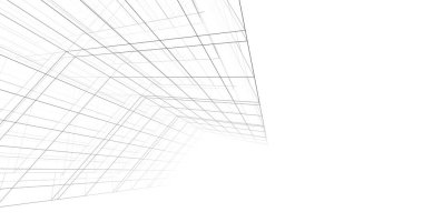 Arkaplanda mimari bina 3d illüstrasyon