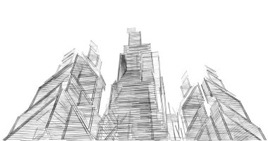 Mimari sanat konseptinde soyut çizgiler, minimum geometrik şekiller. 