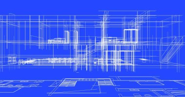 Mimari sanat konseptinde soyut çizgiler, minimum geometrik şekiller. 