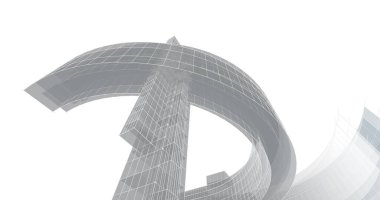 Arkaplanda mimari bina 3d illüstrasyon