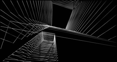 Mimari sanat konseptinde soyut çizgiler, minimum geometrik şekiller. 