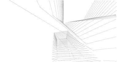 Mimari sanat konseptinde soyut çizgiler, minimum geometrik şekiller. 