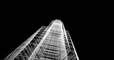 Arkaplanda mimari bina 3d illüstrasyon