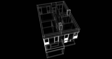 Arkaplanda mimari bina 3d illüstrasyon