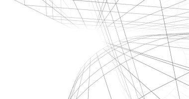 Mimari sanat konseptinde soyut çizgiler, minimum geometrik şekiller. 