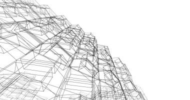 Mimari sanat konseptinde soyut çizgiler, minimum geometrik şekiller. 