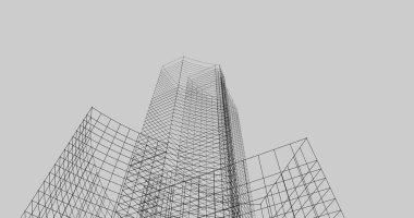 Mimari sanat konseptinde soyut çizgiler, minimum geometrik şekiller. 