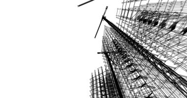 Mimari sanat konseptinde soyut çizgiler, minimum geometrik şekiller. 