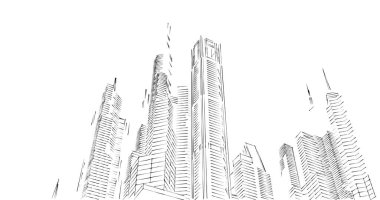 Arkaplanda mimari bina 3d illüstrasyon