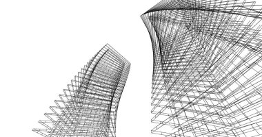 Mimari sanat konseptinde soyut çizgiler, minimum geometrik şekiller. 