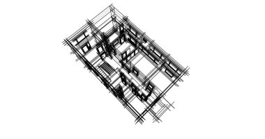 Mimari sanat konseptinde soyut çizgiler, minimum geometrik şekiller. 