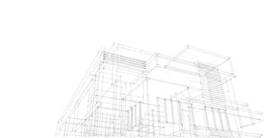 Arkaplanda mimari bina 3d illüstrasyon