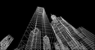 Mimari sanat konseptinde soyut çizgiler, minimum geometrik şekiller. 