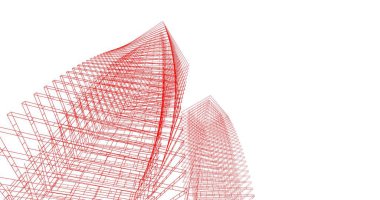 Arkaplanda mimari bina 3d illüstrasyon