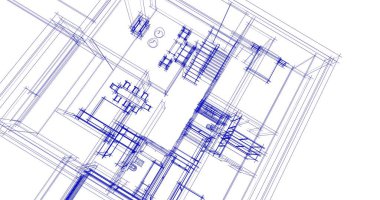 Mimari sanat konseptinde soyut çizgiler, minimum geometrik şekiller. 