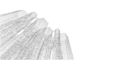 Arkaplanda mimari bina 3d illüstrasyon