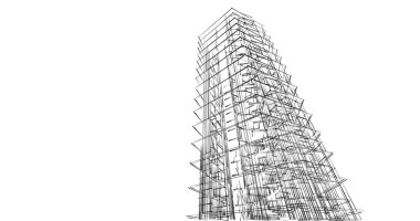 Mimari sanat konseptinde soyut çizgiler, minimum geometrik şekiller. 