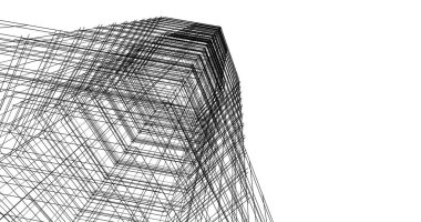 Arkaplanda mimari bina 3d illüstrasyon