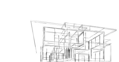 Mimari sanat konseptinde soyut çizgiler, minimum geometrik şekiller. 