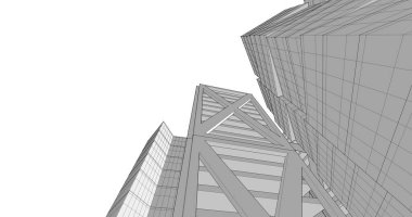 Arkaplanda mimari bina 3d illüstrasyon