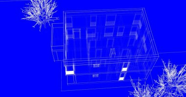 Arkaplanda mimari bina 3d illüstrasyon