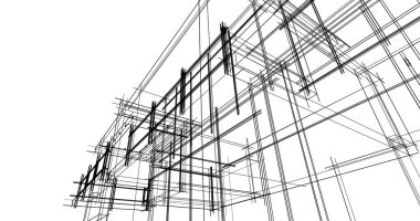 Mimari sanat konseptinde soyut çizgiler, minimum geometrik şekiller. 