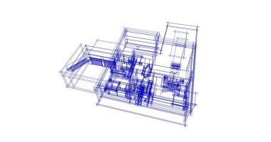 Mimari sanat konseptinde soyut çizgiler, minimum geometrik şekiller. 