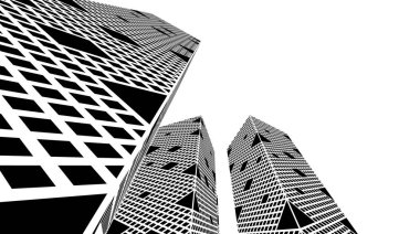 Arkaplanda mimari bina 3d illüstrasyon