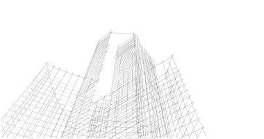 Mimari sanat konseptinde soyut çizgiler, minimum geometrik şekiller. 