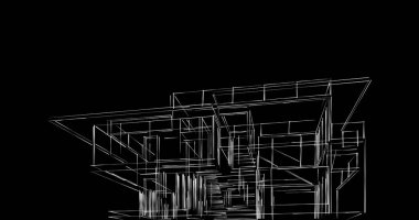 Mimari sanat konseptinde soyut çizgiler, minimum geometrik şekiller. 