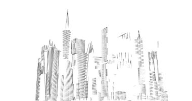 Arkaplanda mimari bina 3d illüstrasyon