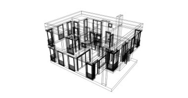 Mimari sanat konseptinde soyut çizgiler, minimum geometrik şekiller. 