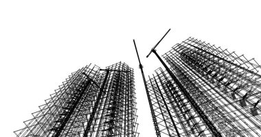 Mimari sanat konseptinde soyut çizgiler, minimum geometrik şekiller. 