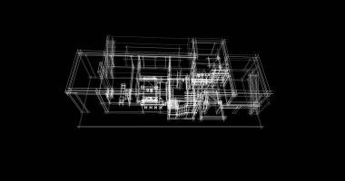 Arkaplanda mimari bina 3d illüstrasyon