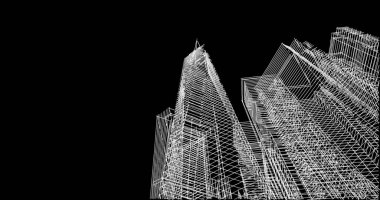 Mimari sanat konseptinde soyut çizgiler, minimum geometrik şekiller. 