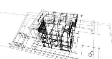 Arkaplanda mimari bina 3d illüstrasyon