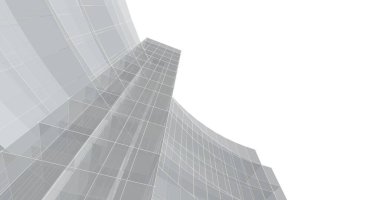 Arkaplanda mimari bina 3d illüstrasyon