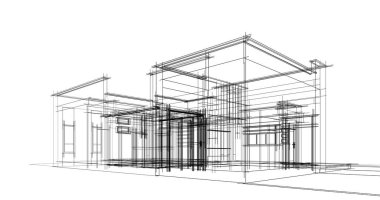 Mimari sanat konseptinde soyut çizgiler, minimum geometrik şekiller. 