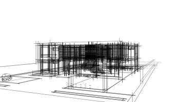 Arkaplanda mimari bina 3d illüstrasyon