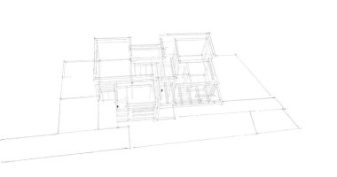 Mimari sanat konseptinde soyut çizgiler, minimum geometrik şekiller. 