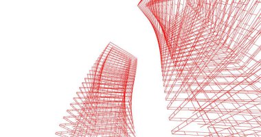 Arkaplanda mimari bina 3d illüstrasyon