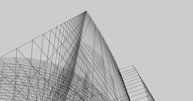 Mimari sanat konseptinde soyut çizgiler, minimum geometrik şekiller. 