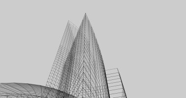 Mimari sanat konseptinde soyut çizgiler, minimum geometrik şekiller. 