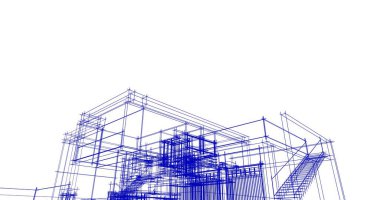 Mimari sanat konseptinde soyut çizgiler, minimum geometrik şekiller. 