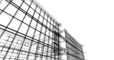 Mimari sanat konseptinde soyut çizgiler, minimum geometrik şekiller. 